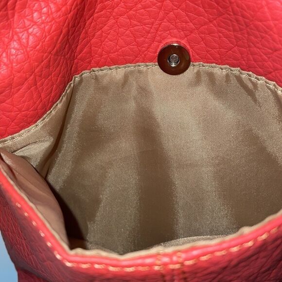 LC vegan orange crossbody bag with gold tone accents - Picture 9 of 15